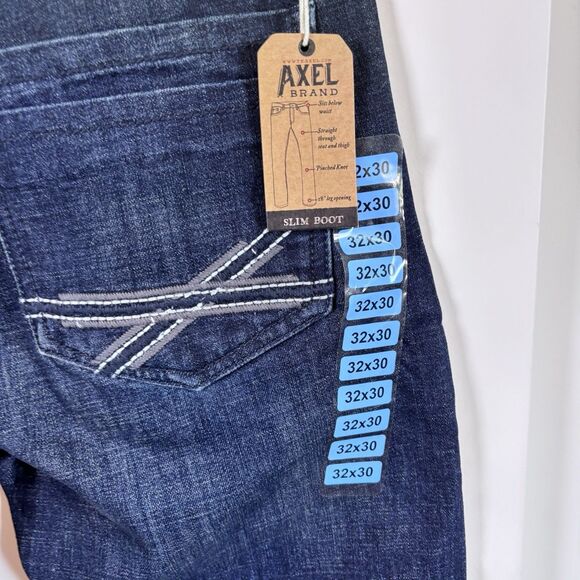 T.K. Axel Men's Slim Boot Cut Stretch 7 Pocket Denim Jean Dark 32x30 NWT - Picture 5 of 16